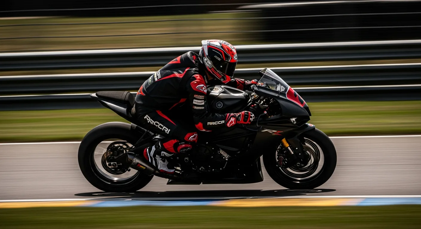 Motorcycle leaning into corner